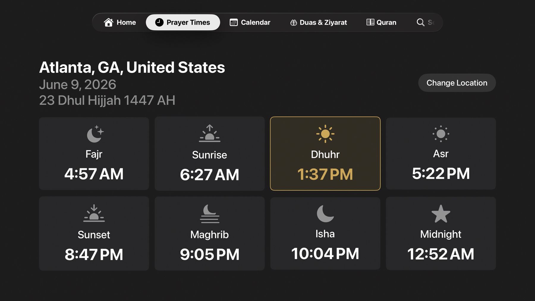 Shia Daily on Apple TV — Prayer Times